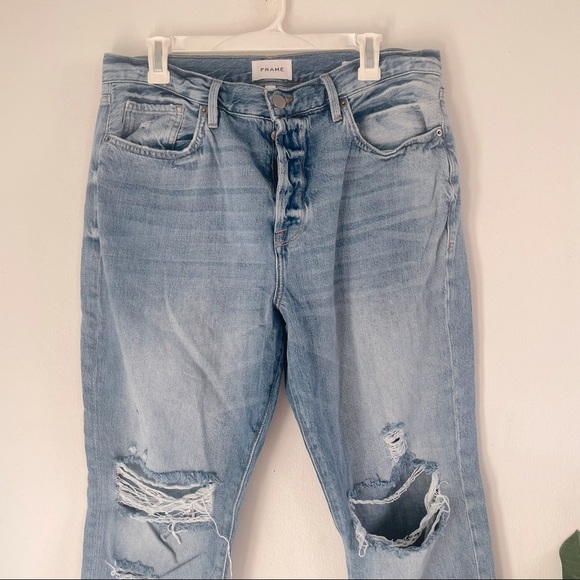 $248 Frame Le Original Distressed Light Wash Jeans - Picture 7 of 12